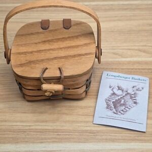 Vintage Longaberger 1990 Small Shamrock Basket with Handle and Toggle Close